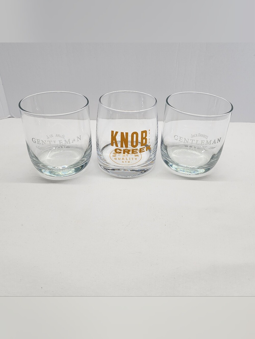 3pc Knob Creek & Jack Daniel's Gentleman Jack rocks glasses